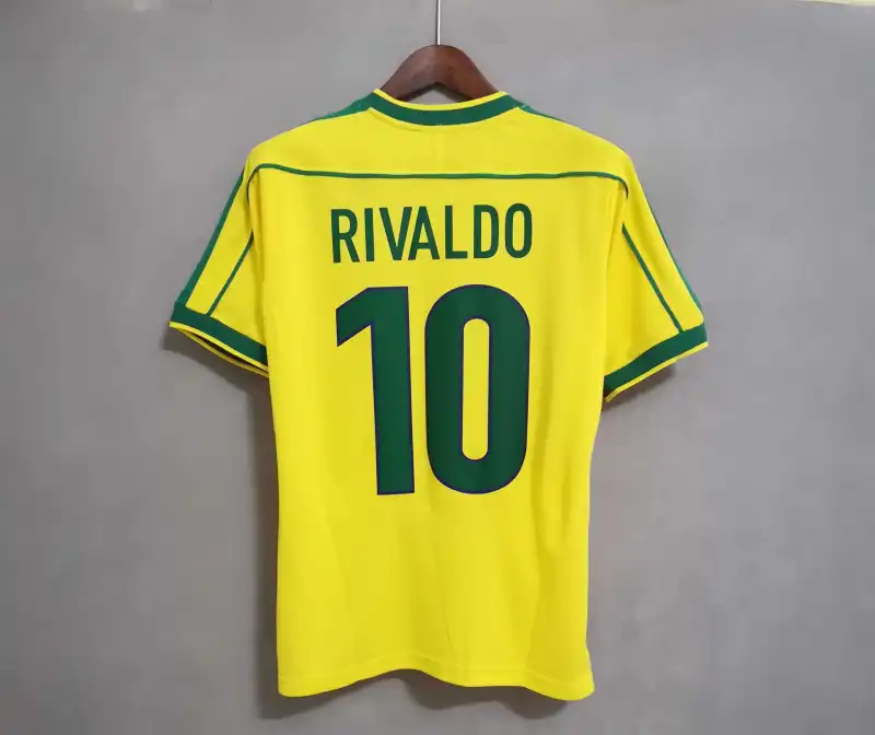 Brazil Retro Jersey Custom Home Soccer Jersey 1998 - Image 3