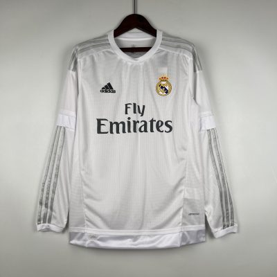Real Madrid Retro Jersey Home Long Sleeve Custom Soccer Shirt 2015/16