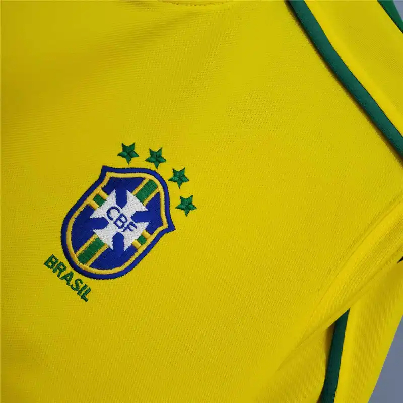 Brazil Retro Jersey Custom Home Soccer Jersey 1998 - Image 5