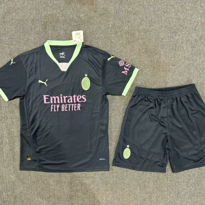 AC Milan Soccer Jersey Third Away Kids Kit Jersey+Shorts 2024/25
