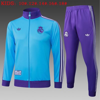 Kids Real Madrid Training Kit (Jacket+Pants) Light Blue 2025/26