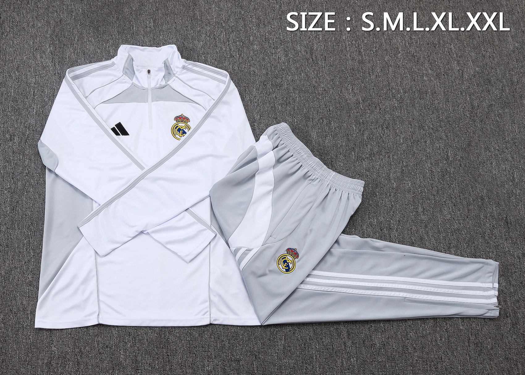 Real Madrid Training Kit (Sweatshirt+Pants) White 2025/26 - Image 2