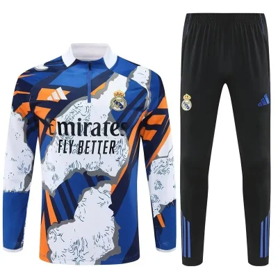 Real Madrid Training Kit (Sweatshirt+Pants) Blue&White 2025/26
