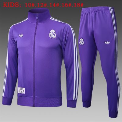 Kids Real Madrid Training Kit (Jacket+Pants) Purple 2025/26
