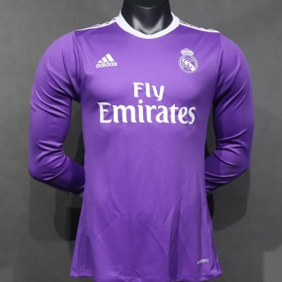 Real Madrid Retro Jersey Away Long Sleeve Soccer Shirt 2016/17