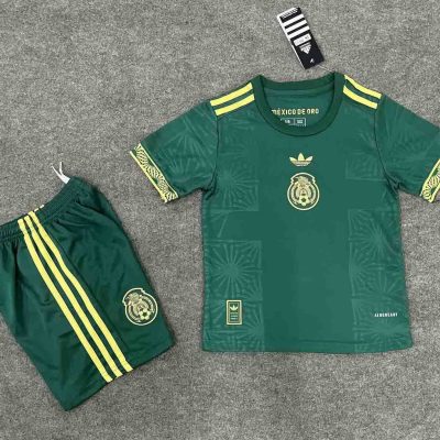 Mexico Green Special Soccer Jersey Kids Kit Jersey+Shorts 2025