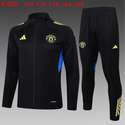 Kids Manchester United Training Kit (Jacket+Pants) Black 2025/26