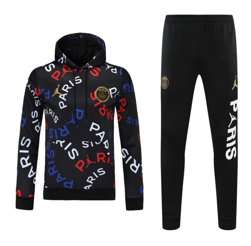 PSG Technical Hoodie Training Kit (Sweatshirt+Pants) Black 2025/26