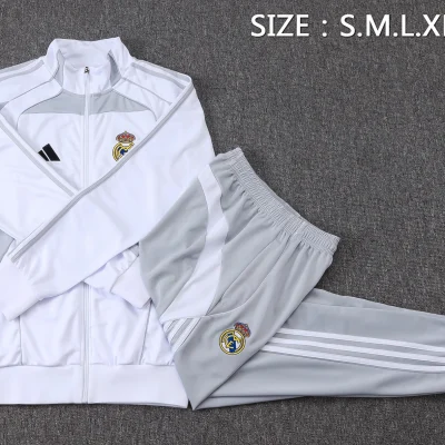 Alternative view of Real Madrid Training Kit (Jacket+Pants) White&Grey 2025/26