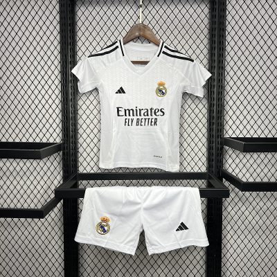 Real Madrid Home Soccer Uniform Kids Kit Jersey+Shorts 2024/25