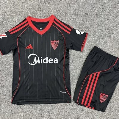 Sevilla FC Soccer Jersey Third Away Kids Kit Jersey+Shorts 2025/26