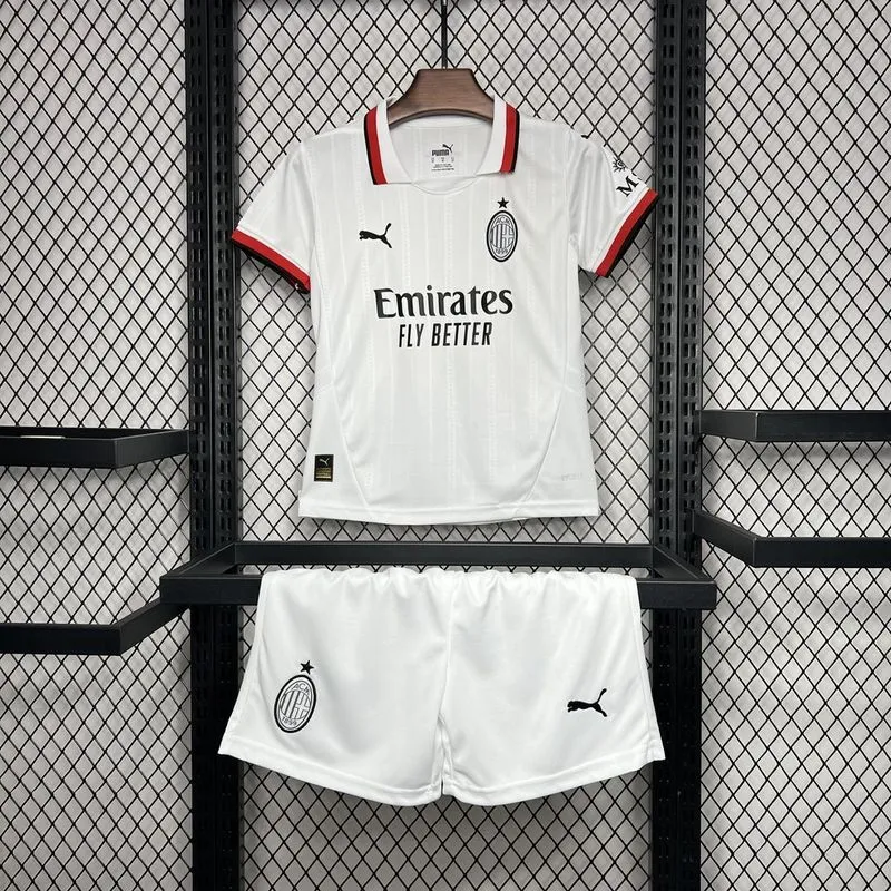AC Milan Soccer Jersey Away Kids Kit Jersey+Shorts 2024/25