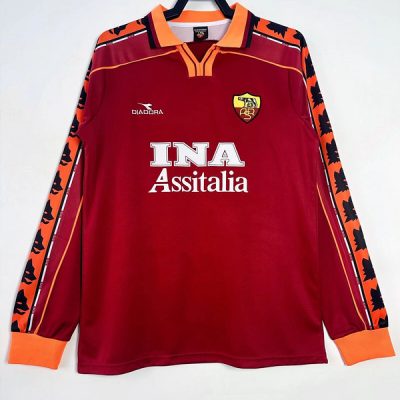 Roma Retro Soccer Jersey Home Long Sleeve Custom Shirt 1998/99