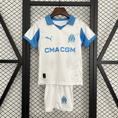 Marseille Soccer Jersey Home Kids Kit Jerseys+Shorts 2025/26