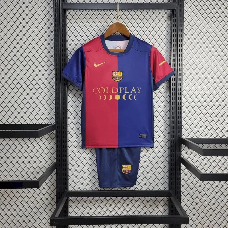 Barcelona Soccer Jersey Home x Coldplay Kids Kit Jersey+Shorts 2024/25