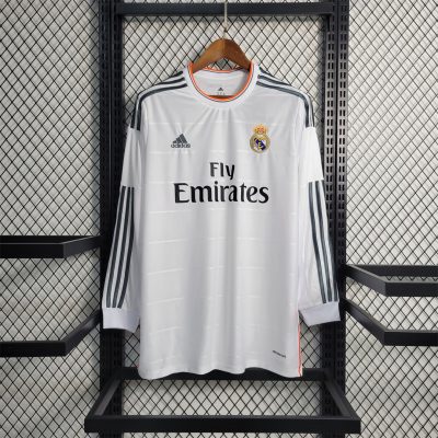 Real Madrid Retro Jersey Home Custom Long Sleeve Soccer Shirt 2013/14