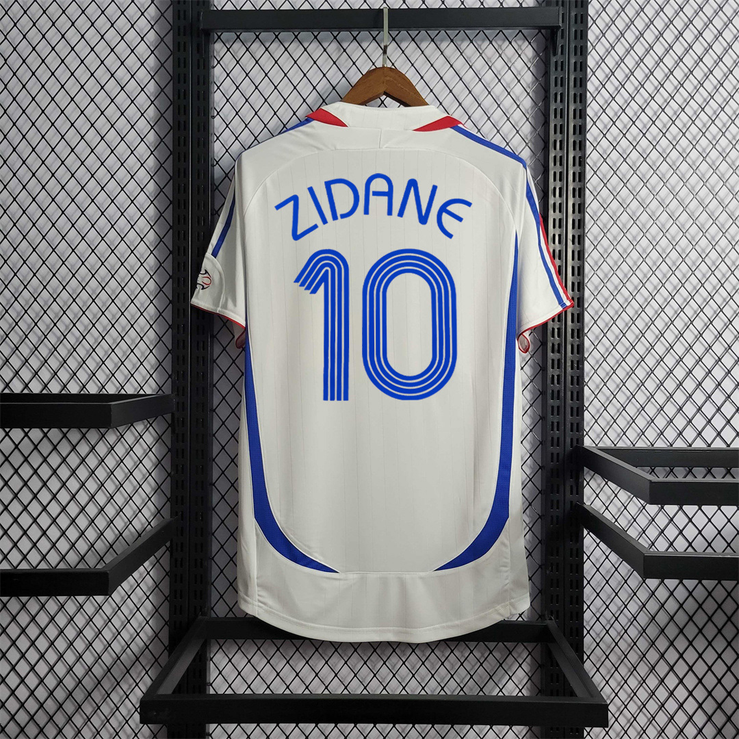 Zidane#10 France Retro Soccer Jersey Away Shirt World Cup 2006