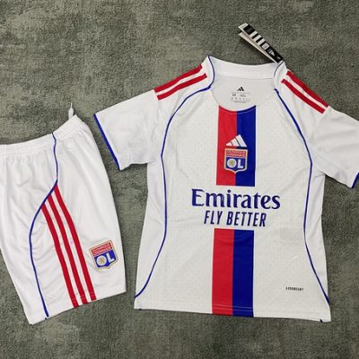 Olympique Lyonnais Football Jersey Home Kids Kit Jerseys+Shorts 2025/26