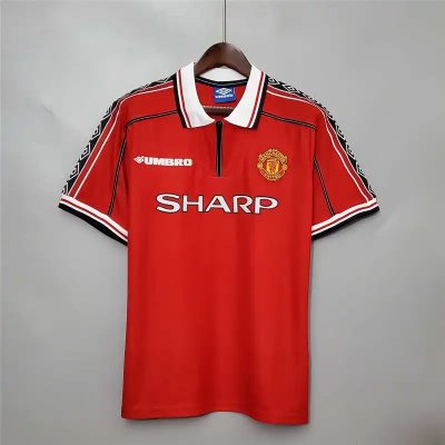 Alternative view of Beckham #7 Manchester United Retro Home Football Jersey Shirt 1998/99