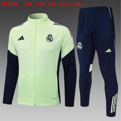 Kids Real Madrid Training Kit (Jacket+Pants) Light Green 2025/26