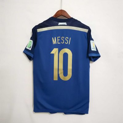 Messi #10 Argentina Retro Jersey Away Football Jersey 2014