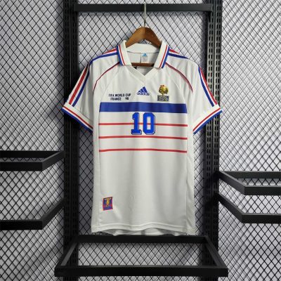 Alternative view of Zidane#10 France Retro Soccer Jersey Away Shirt World Cup 1998