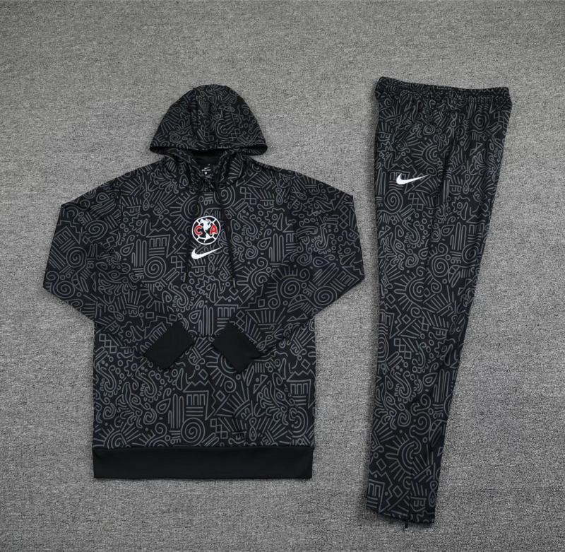 Club America Hoodie Training Kit (Sweatshirt+Pants) Black 2025/26 - Image 3