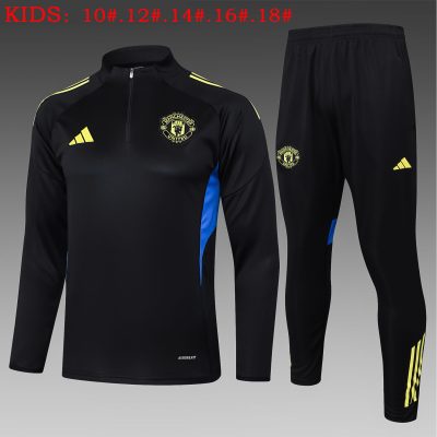 Kids Manchester United Training Kit (Sweatshirt+Pants) Black 2025/26