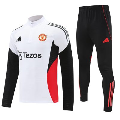 Kids Manchester United Training Kit (Sweatshirt+Pants) White 2025/26