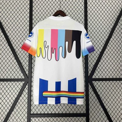 Alternative view of Brighton & Hove Albion Football Jersey Rainbow Laces Pre-Match Custom Shirt 2024/25