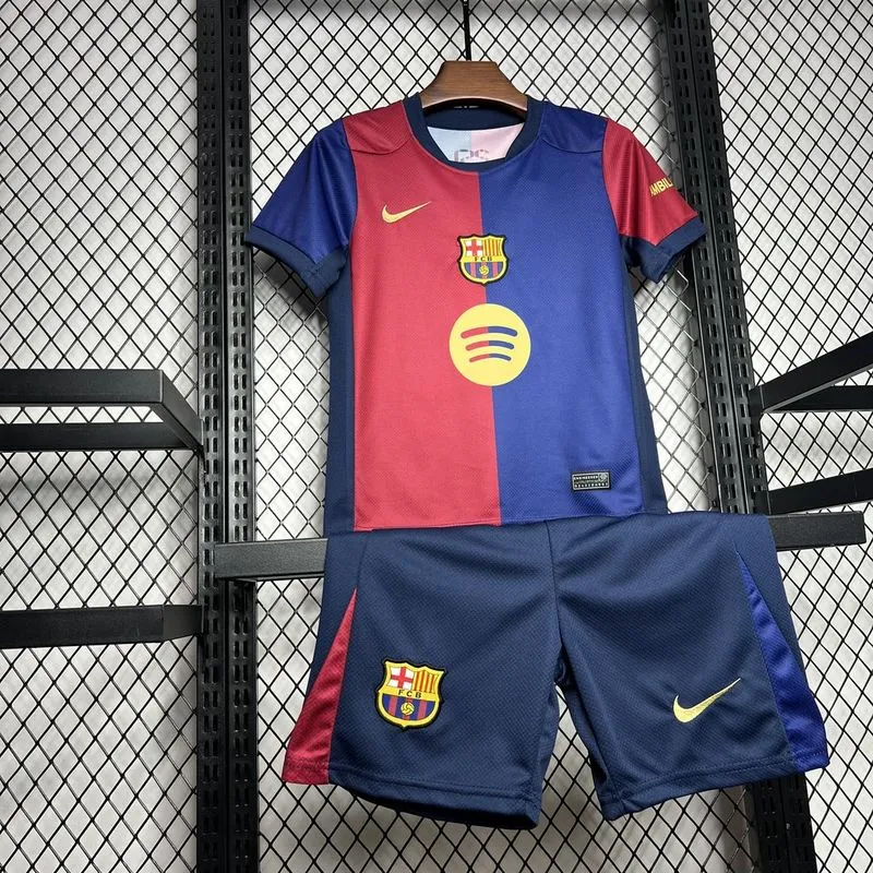 Barcelona Home Soccer Kids Kit Jersey+Shorts 2024/25 - Spotify Logo Without Text - Image 3