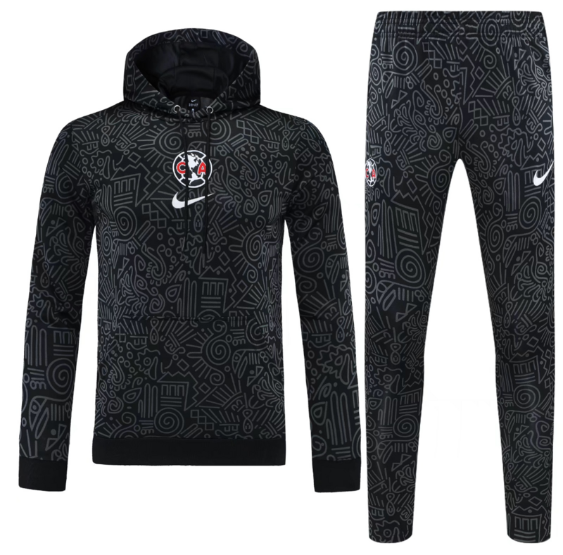 Club America Hoodie Training Kit (Sweatshirt+Pants) Black 2025/26