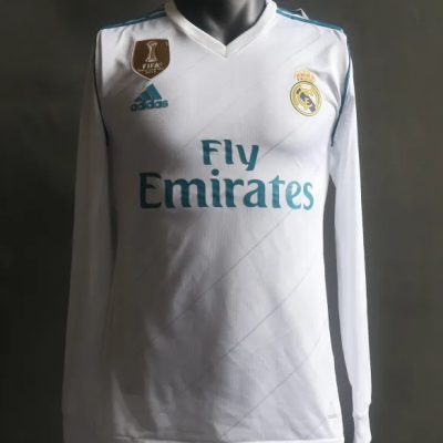 Real Madrid Retro Jersey Home Long Sleeve Soccer Shirt 2017/18