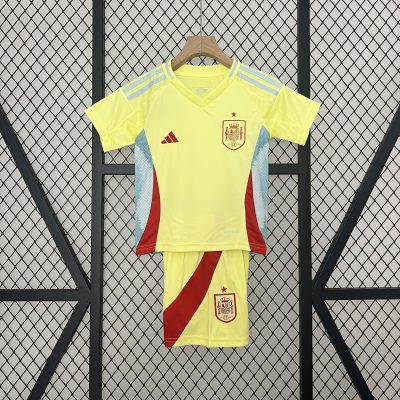 Spain Away Football Uniform Kids Kit Jersey+Shorts EURO 2024