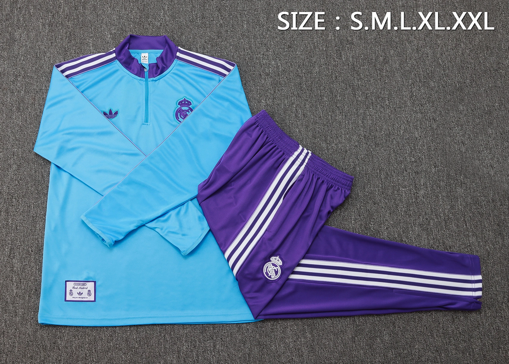 Real Madrid Training Kit (Sweatshirt+Pants) Light Blue 2025/26 - Image 2