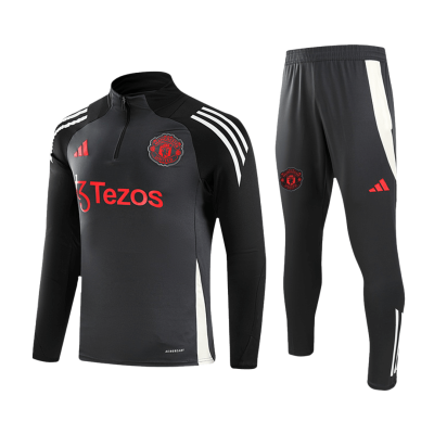 Manchester United 1/2 Zipper Sweat Kit (Top+Pants) Black 2024/25