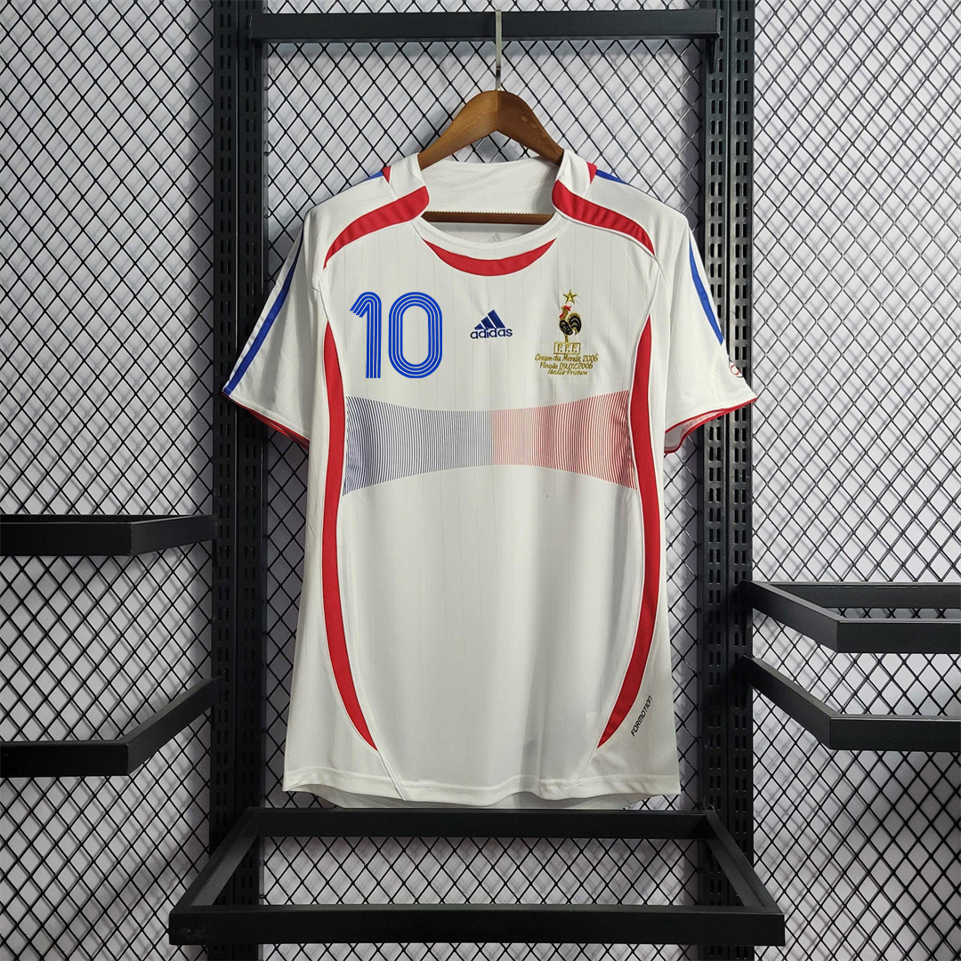Zidane#10 France Retro Soccer Jersey Away Shirt World Cup 2006 - Image 2