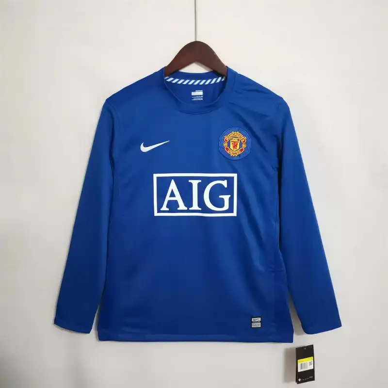 Manchester United Retro Home Long Sleeve Football Jersey Shirt 2008/09 - Image 2