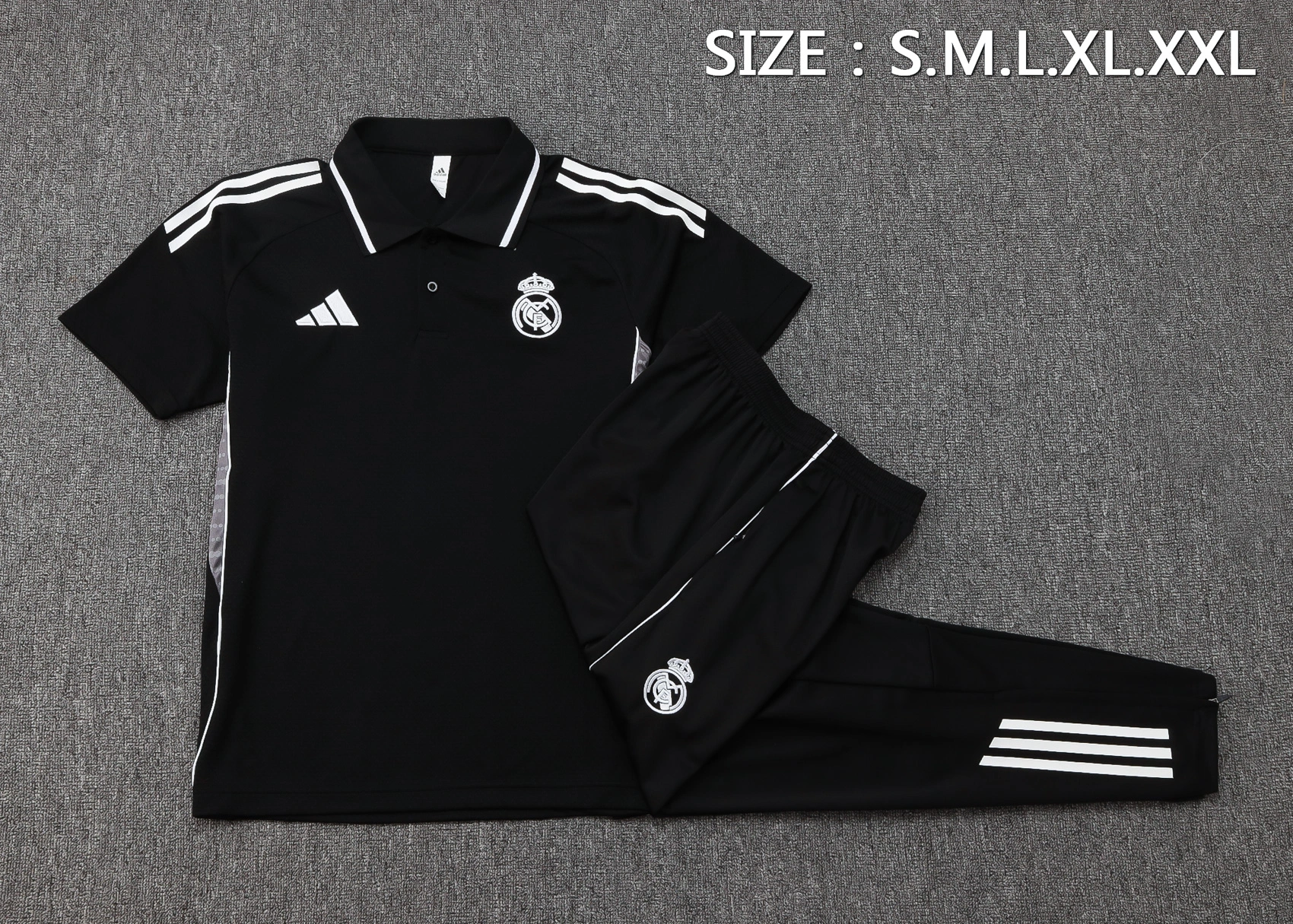 Real Madrid Training Kit (Polo+Pants) Black 2025/26 - Image 2