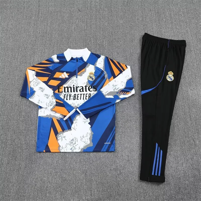 Real Madrid Training Kit (Sweatshirt+Pants) Blue&White 2025/26 - Image 3