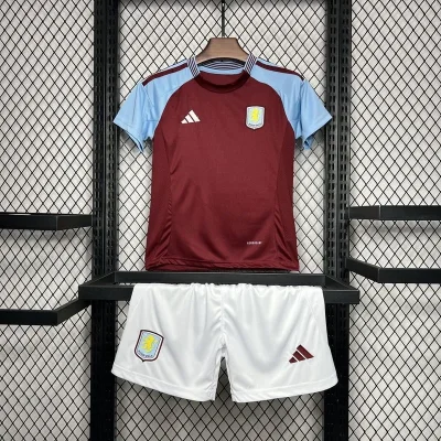 Aston Villa Football Jersey Home Kids Kit Jersey+Shorts 2024/25