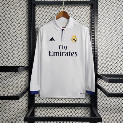 Real Madrid Retro Jersey Home Long Sleeve Soccer Shirt 2016/17