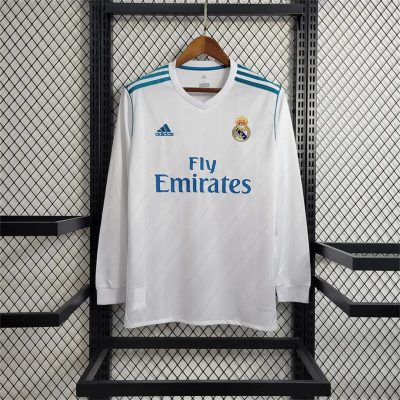 Real Madrid Retro Jersey Home Long Sleeve Custom Soccer Shirt 2017/18