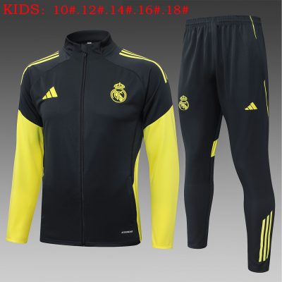 Kids Real Madrid Training Kit (Jacket+Pants) Deep Grey 2025/26