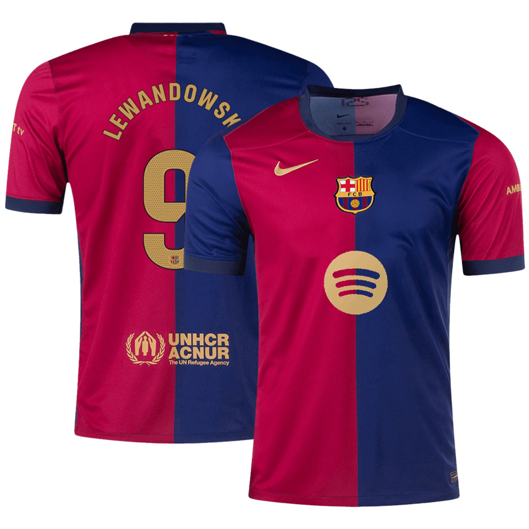 LEWANDOWSKI #9 Barcelona Home Soccer Jersey 2024/25 - Spotify Logo Without Text - Image 3