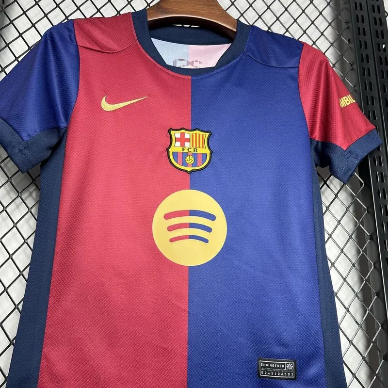 Barcelona Home Soccer Kids Kit Jersey+Shorts 2024/25 - Spotify Logo Without Text - Image 4
