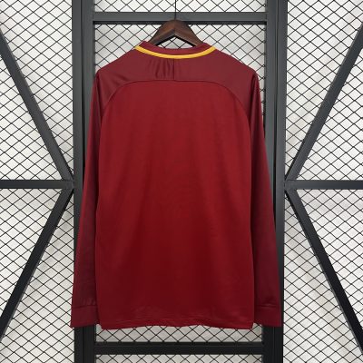 Alternative view of Roma Retro Soccer Jersey Home Long Sleeve Custom Shirt 2017/18