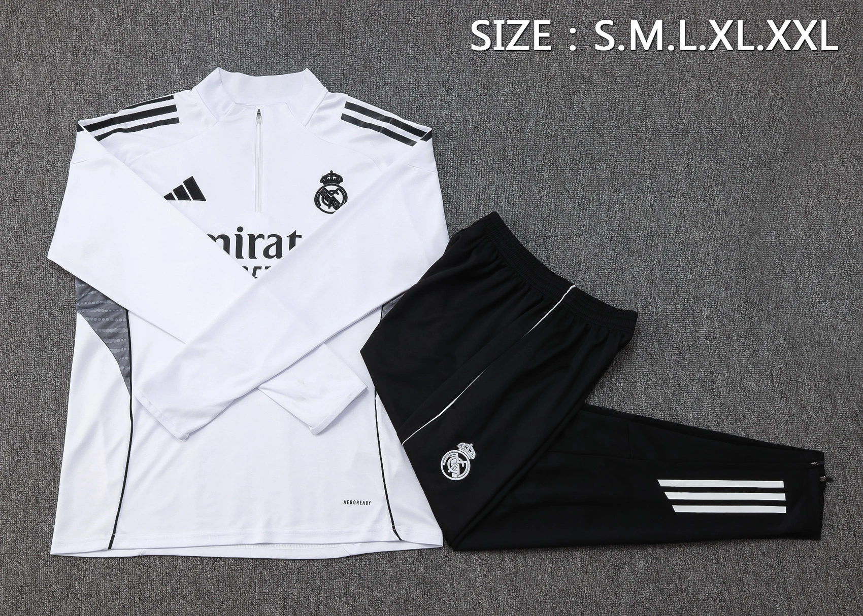 Real Madrid Training Kit (Sweatshirt+Pants) White 2025/26 - Image 2
